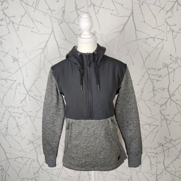 The North Face Gray Tech Sherpa Fleece Lined Half Zip Hoodie - Picture 2 of 7